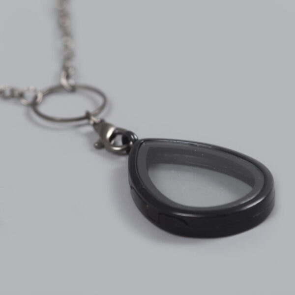 Glazen Medaillon Druppel Zwart Glad