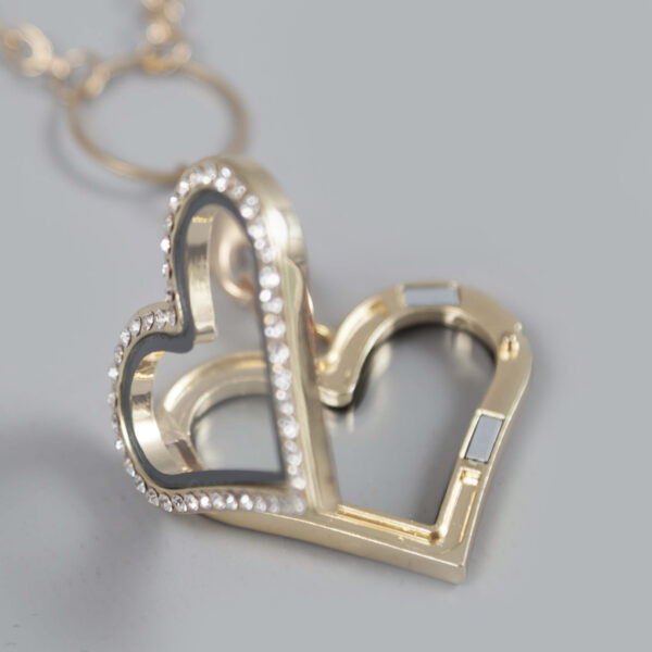 glazen medaillon hart goud 04