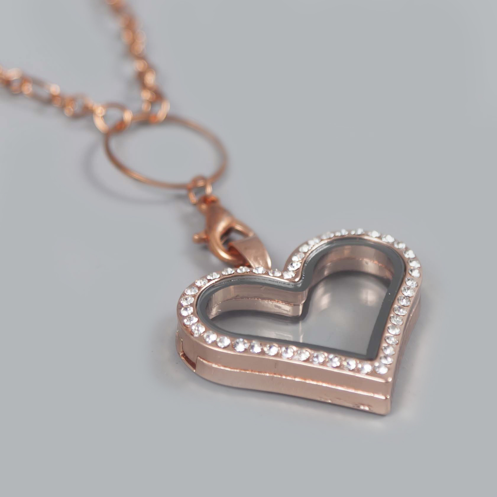 Glazen Medaillon Hart Rose Gold Glazen Medaillon Hart Rose Gold