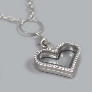 Glazen Medaillon Hart Zilver