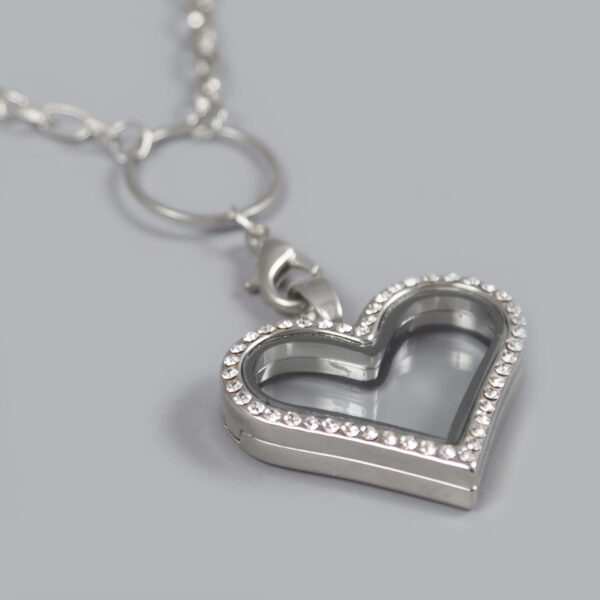 Glazen Medaillon Hart Zilver