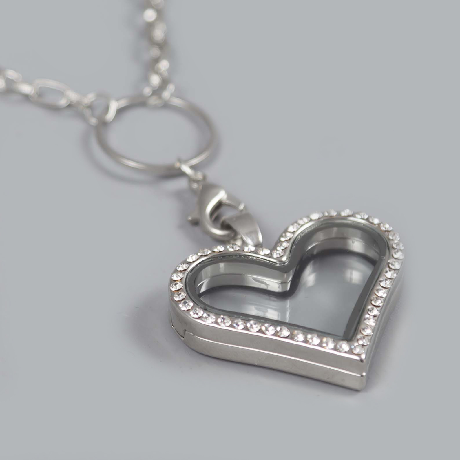 Glazen Medaillon Hart Zilver Glazen Medaillon Hart Zilver