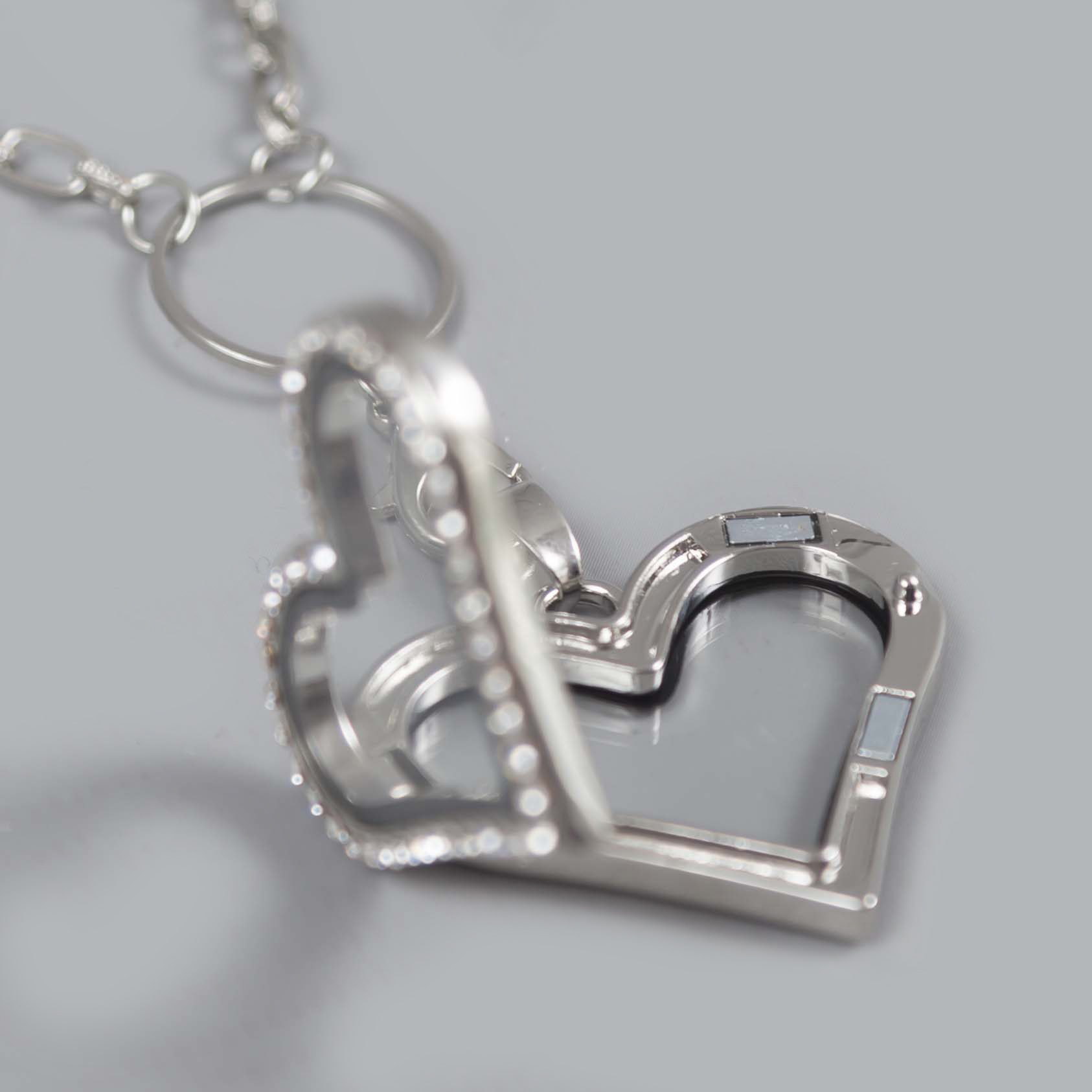 Glazen Medaillon Hart Zilver