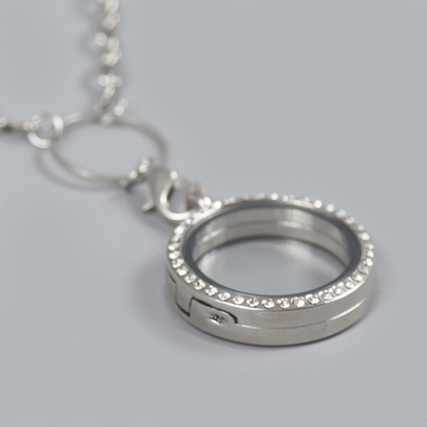 Glazen Medaillon Rond Zilver Steentjes