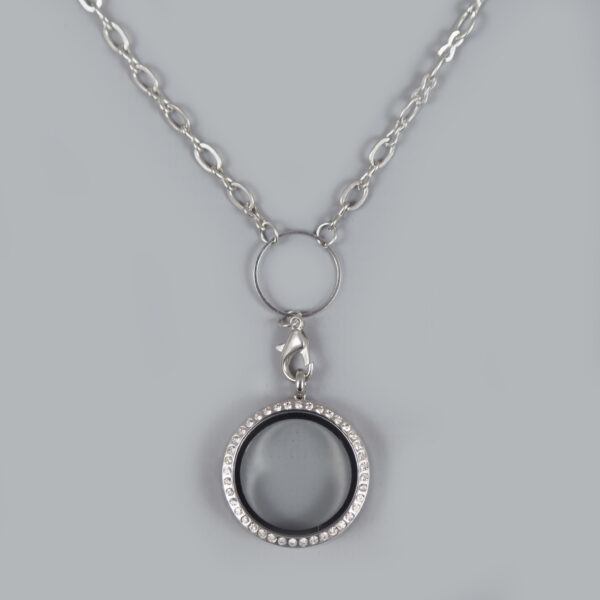 Glazen Medaillon Rond Zilver Steentjes