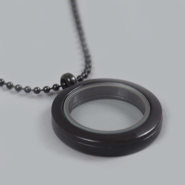 Glazen Medaillon Rond Zwart Glad