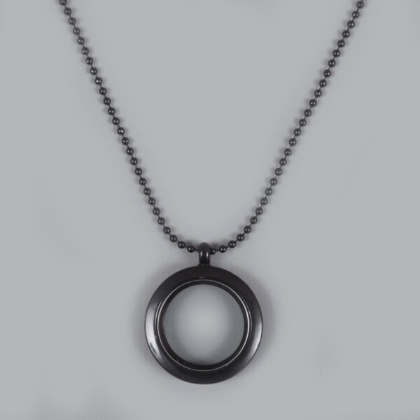 Glazen Medaillon Rond Zwart Glad